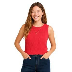 Women’s Madewell Smocked BoatneckTank in Watermelon M NWT